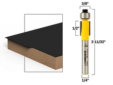 1/2" Height X 3/8" Diameter Flush Trim Router Bit - 1/4" Shank - Yonico 14144q