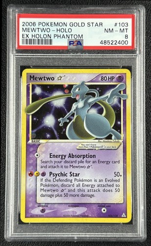 MEWTWO HOLO GOLD STAR PSA 8 2006 POKEMON EX HOLON PHANTOM #103/110 RARE 2400