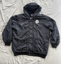 Pittsburgh Steelers NFL Pro Line Hooded Jacket XL Black Fleece Lined Vintage