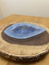 Collectible VTG Blue Bubble Glass Art Piece Hand Blown Delicate