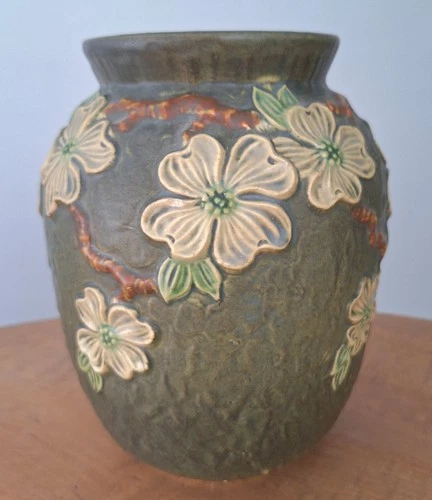 New ListingEARLY Roseville Pottery Dogwood I  Vase c. 1916 8 1/2"H