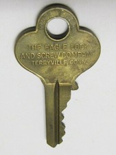 VINTAGE EAGLE LOCK AND SCREW COMPANY KEY TERRYVILLE, CONN. MADE IN USA