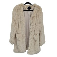 Sanctuary Shag Faux Fur Coat Cardigan S Beige Oversized Vegan Duster Coatigan