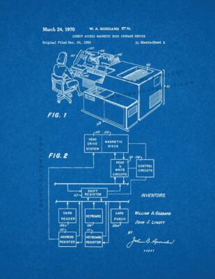 Direct Access Magnetic Disc Storage Device Patent Print Blueprint
