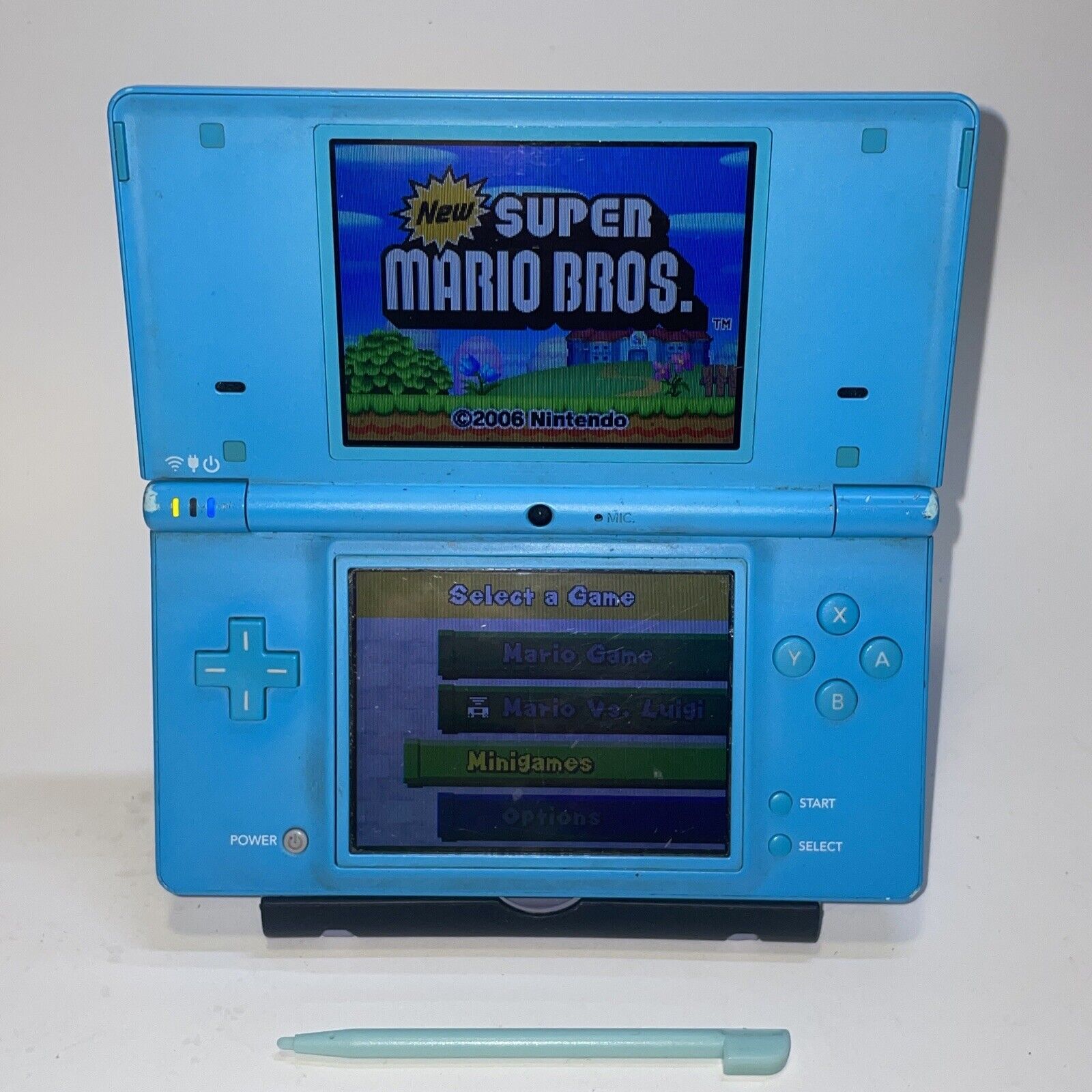 Nintendo DSi Console W/ New Super Mario TWL-001 Teal Blue Tested No Charger  