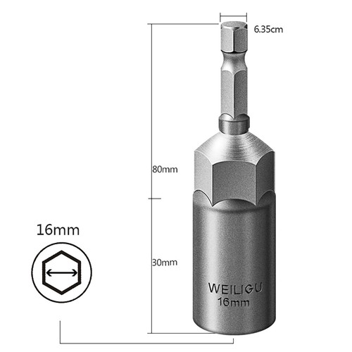 30mm Hex Deep Socket Nut Driver Bit Impact Driver Drill 6mm-19mm 1/4" Hex Shank - Picture 28 of 31
