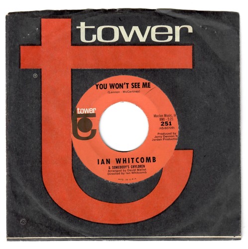 Ian Whitcomb 1966 Tower 45rpm "Don't Leave Me On the Shelf" / "You Won't See Me" - Picture 2 of 2