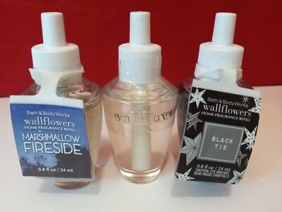 Bath & Body Work Wallflowers Refill Bulb Lot Of 3 Black Tie Marshmallow Fireside