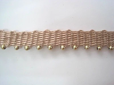 1 m Handgearbeitete Borte Metall + Perlen BO-GB-1182