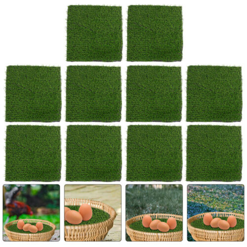  10 pièces tapis de pose en plastique poulet faux coussins d'herbe coussinets de nidification lavables - Photo 1/20