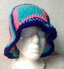 Pink Multicolor Crochet Granny Squared Bucket Hat — photo 2