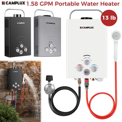 Camplux Portable Water Heater 1.58GPM Full/ECO Option Outdoor Instant Hot Shower