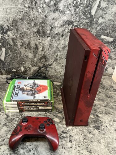 Microsoft Xbox One S 2 To 1681 Gears of War 4 édition limitée avec manette FONCTIONNE - Photo 1/11