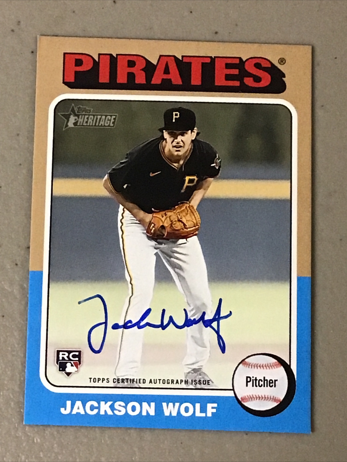 JACKSON WOLF 2024 Topps Heritage ROOKIE REAL ONE AUTOGRAPH CARD! PIRATES