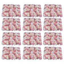 12pcs Artificial Flower Wall Panel SPlastic Wedding Backdrop Decor 16''x24''
