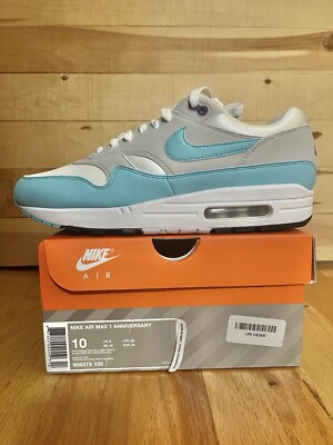 Nike Air Max 1 Anniversary Aqua 2017 Men's Size 10 908375 105 NEW