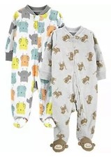 Simple Joys by Carter  s Baby 2-pack Fleece Footed Sleep and Play Owl/Monkey 6-9M