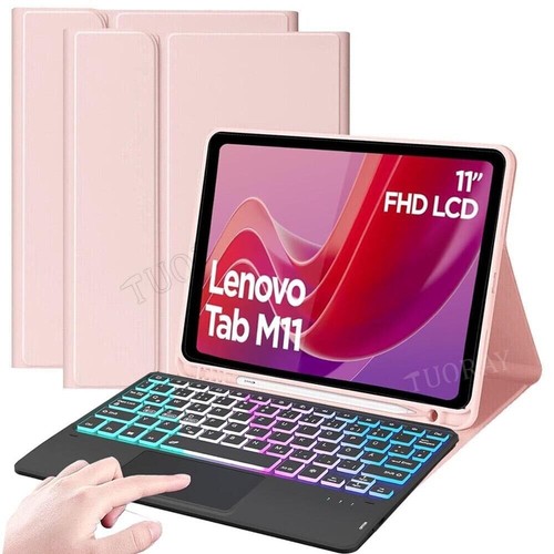 For Lenovo Tab M11 TB-330FU 11" 2024 Backlit Touchpad Keyboard Case Cover Mouse - Picture 30 of 49