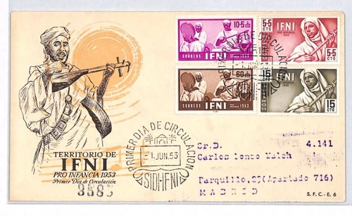 IFNI SPANISH MOROCCO FDC 1953 PRO INFANCIA Spain Colonies{samwells}XP229