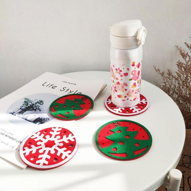 Christmas Felt Coaster, Xmas Drink Coasters, Home Kitchen Decors, Table