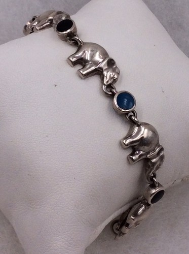 STERLING SILVER MULTI GEMSTONE ELEPHANT 