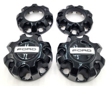 Oem 2019-2024 Ford Super Duty Black 8 Lug -set- Center Cap- Kc3j-1a096-aa And Bc