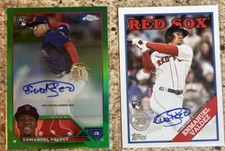2023 Topps (2) Enmanuel Valdez Lot Topps Chrome Green Auto /299 Topps 1988 Auto