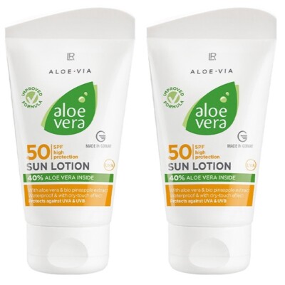 2 x LR Aloe Vera Sonnenlotion 50 LSF hoher Schutz 2,5 Unzen - 75 ml Ablaufdat...