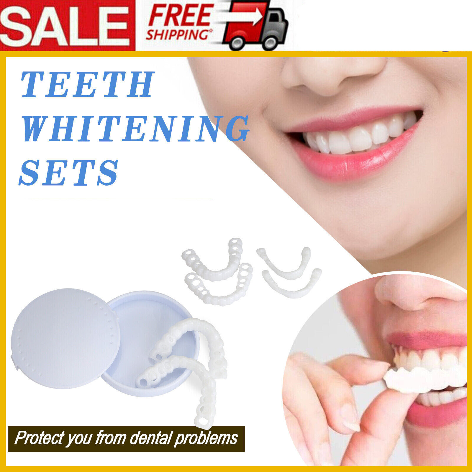 10 Sets Dental Snap On False Teeth Upper & Lower Veneers Dentures Tooth Cover