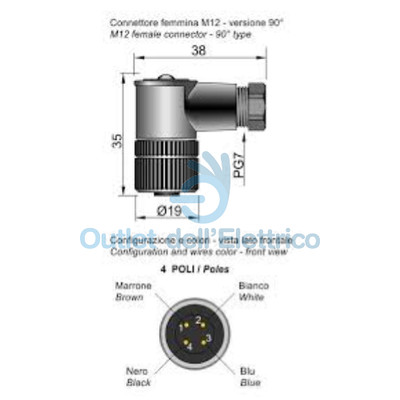 Aeco COC000001 Steckverbinder MOD.9 M12 A Draht