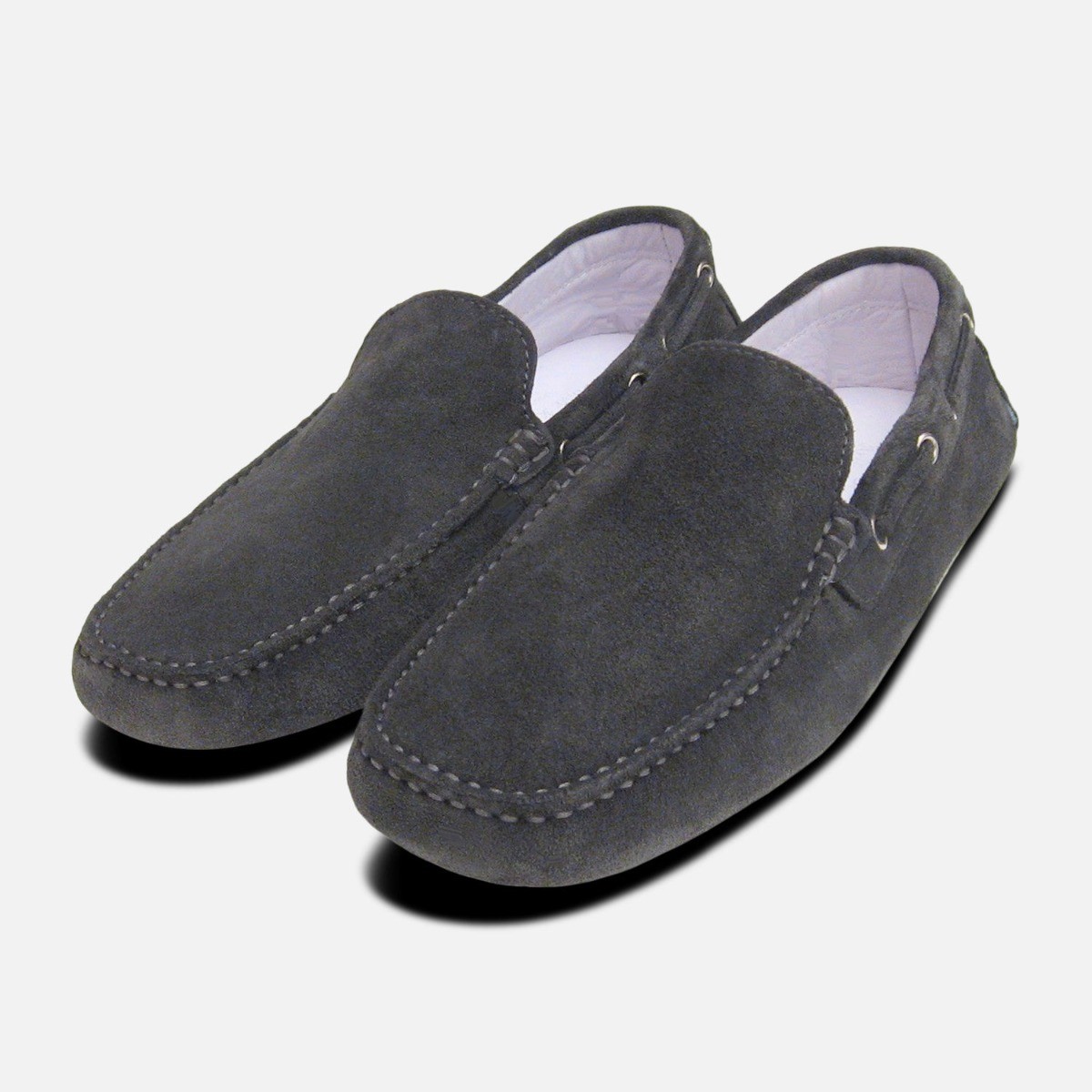 Grey suede driving shoe size 12 never been worn Dark Grey Suede Penny Driving Shoes | Aurélien main image 3