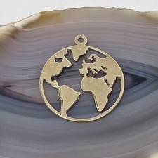 925 Sterling Silver Vermeil - Planet Earth Charm Gold Plated