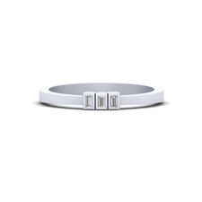Baguette Shape Simulated White Diamond 3 Stone Promise Ring Gift For Her Silver 