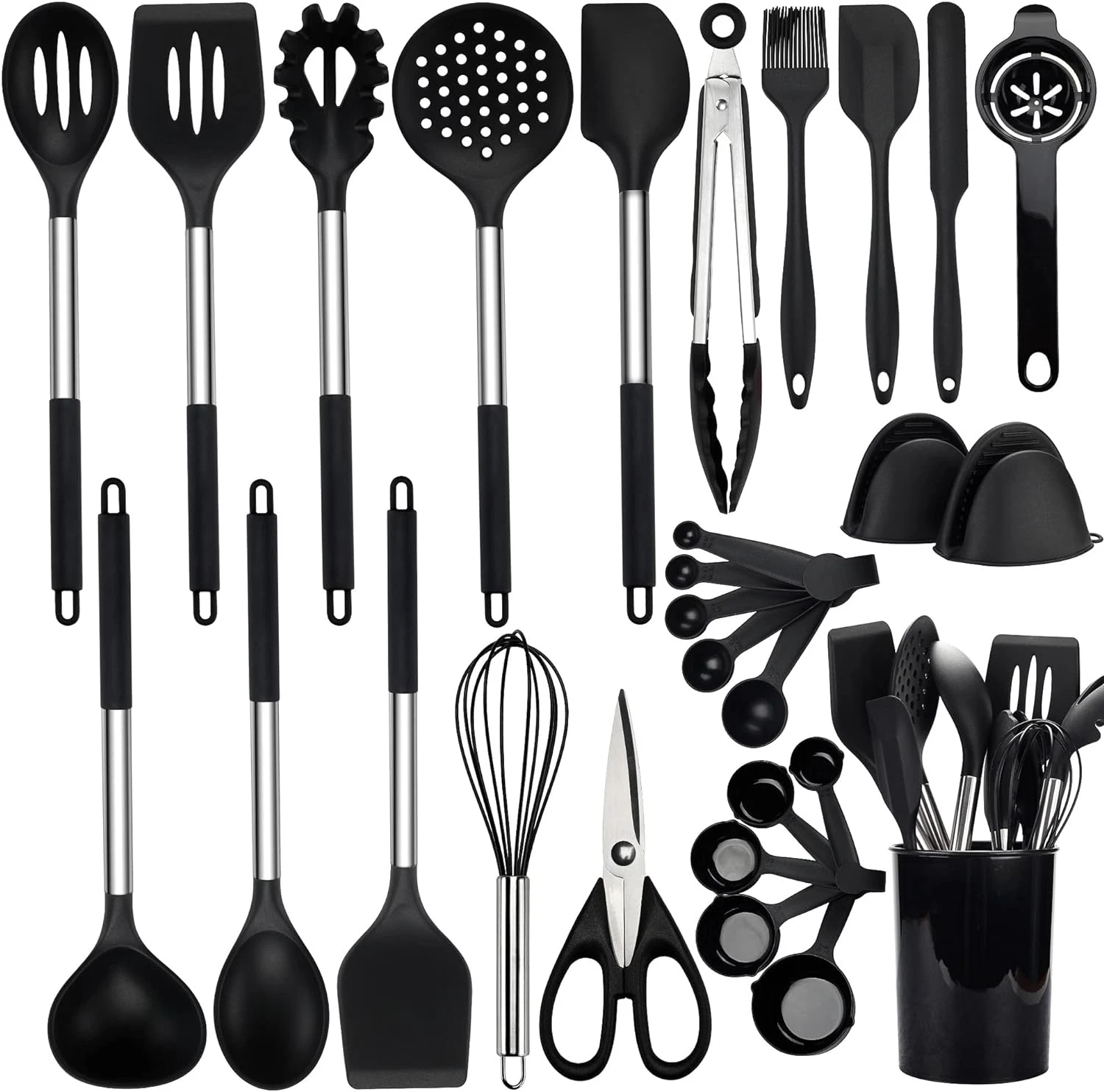 Kitchen Utensils Set, 28 Pcs Silicone Cooking Utensils Set with Holder, Spatula