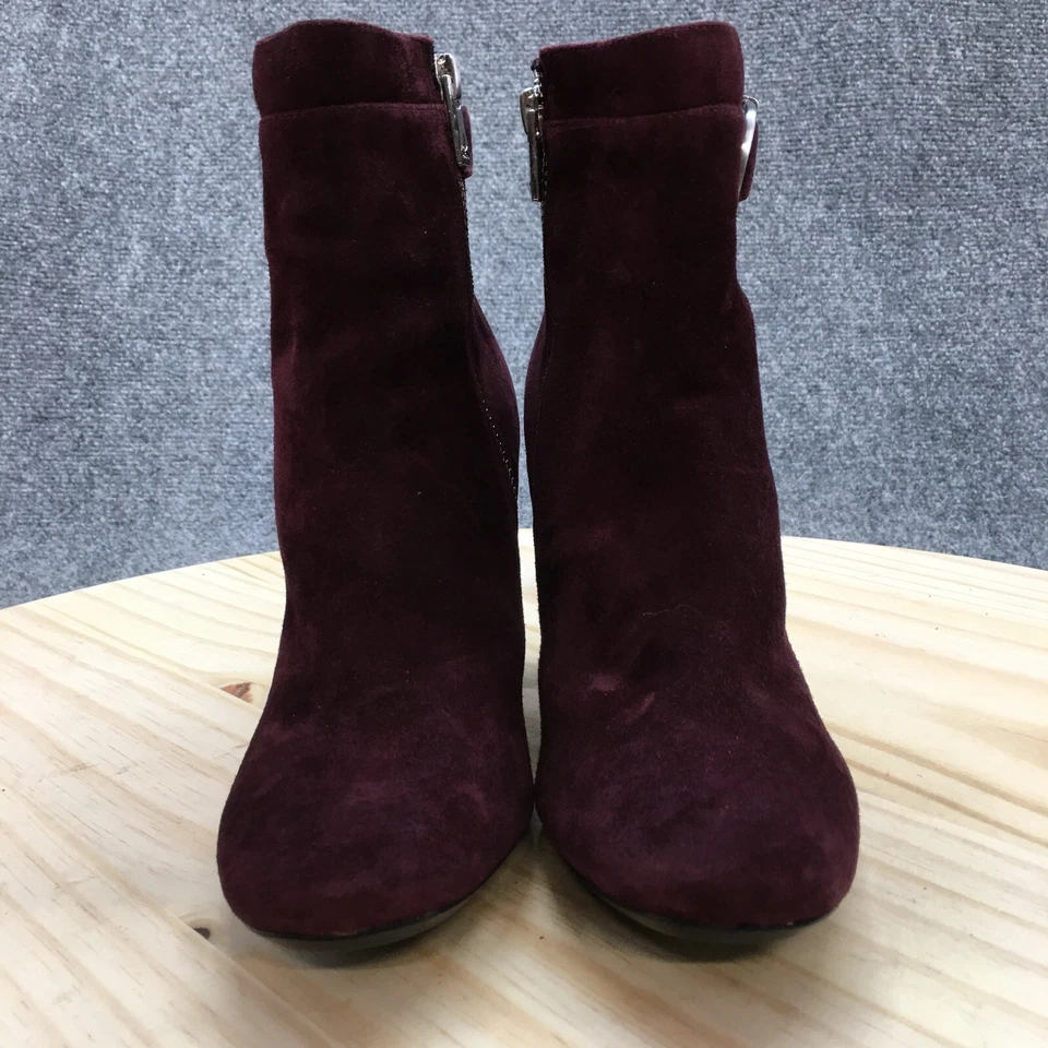 Calvin Klein Boots Womens 5.5 Cedrica Side Zip Ankle Bootie Burgundy Suede Heels - Image 4 of 4