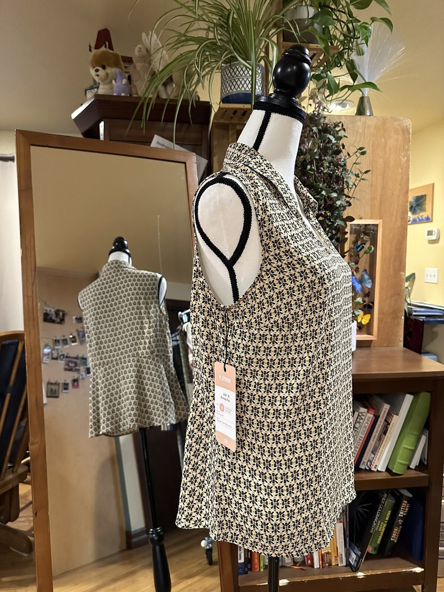 Cabi NWT Bitmap Top Size: M, Tile Print #6317 ($89) Spring