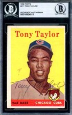 Tony Taylor Beckett BAS Signed 1958 Topps Rookie Autographed