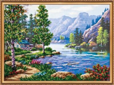Bead embroidery kit Morning in the mountains needlework kit Art beadwork pattern