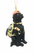 Black Lab Hunting Dog w Backpack Christmas Ornament