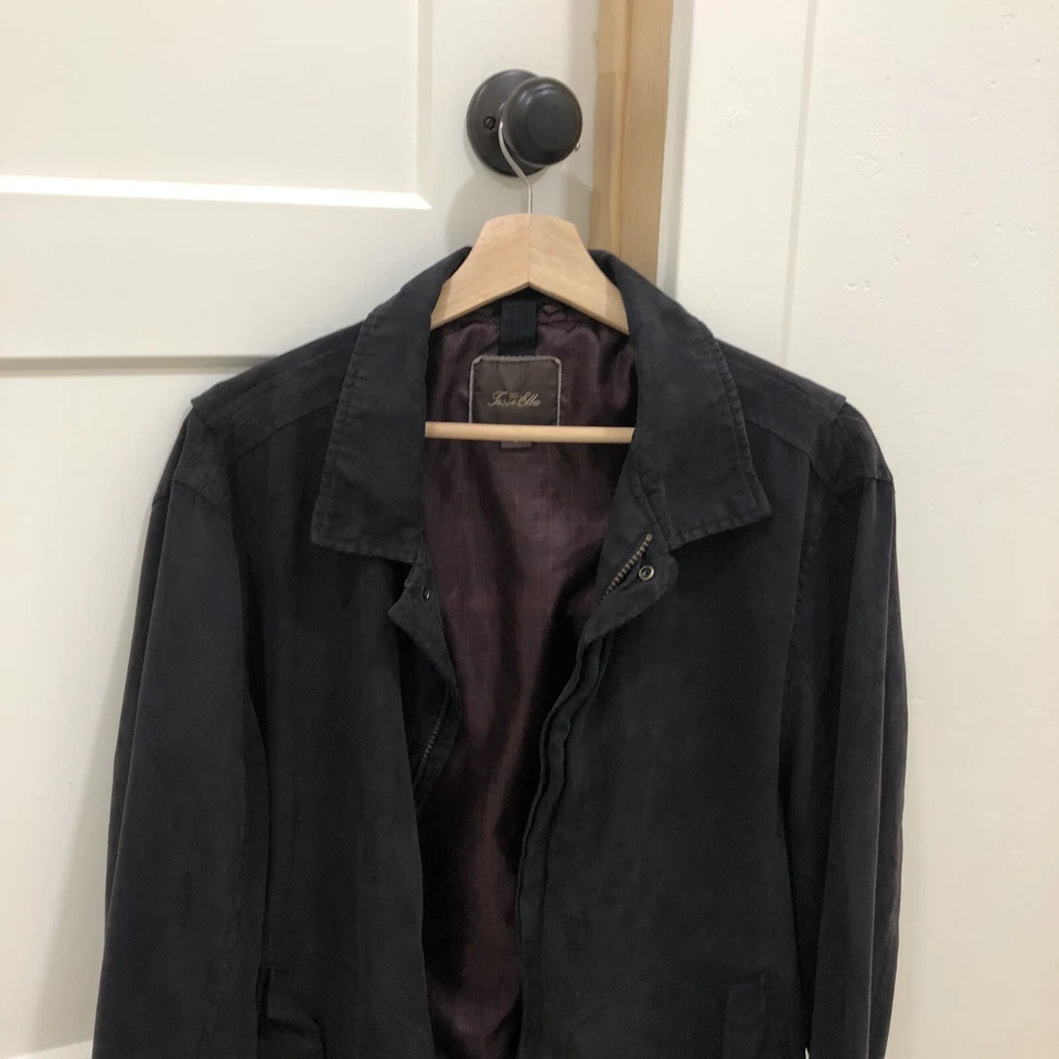 Tasso Elba Bomber Jacket Faux Suede Full Zip Jacket Mens Large Black Harrington - Image 4 of 4