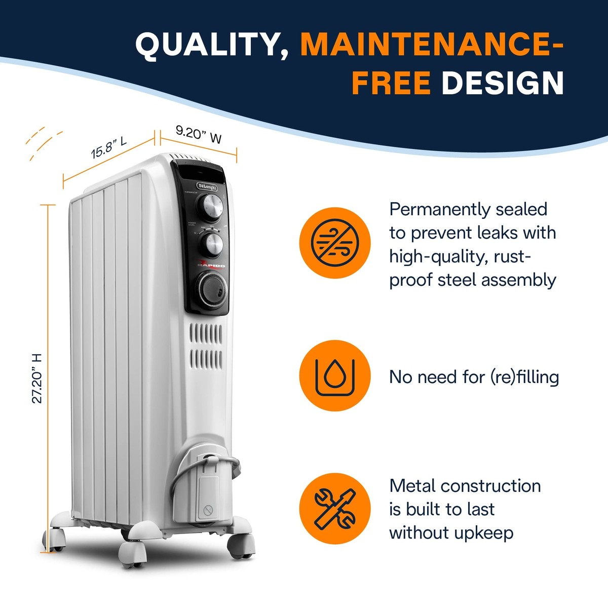 DeLonghi オイルヒーター TRD40615T 1500W ホワイト DeLonghi Up to 1500-Watt Electric Space Heater TRDR40615EL