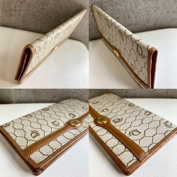 小物 Christian Dior Honeycomb long wallet Christian Dior Honeycomb Long Wallet Brown Luxury Designer