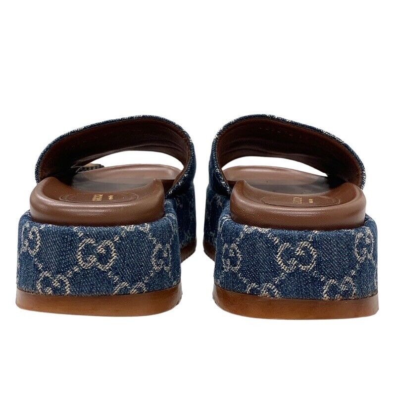 GUCCI Women's Platform Slide Sandal GG Denim Blue Size 37 US GUCCI Women's Platform Slide Sandal GG Denim Blue Size 37 US