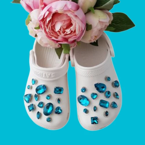 Crocs Shoe Rhinestone Jewel Charms TEAL 10 Pieces eBay
