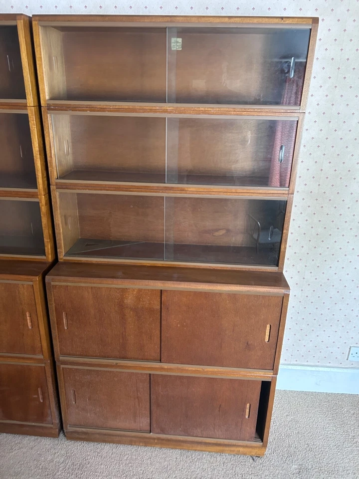 Two Matching Simplex Sectional Library Bookcases Mid Century Modern Medium Oak - Image 3 of 4