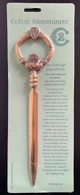 NEW Brass Claddagh Paperknife Irish Celtic Brassware Vintage 1985 St Patrick