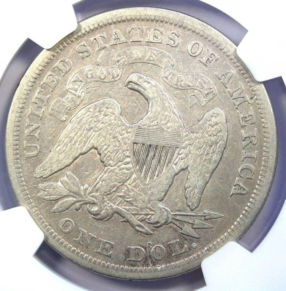 1872 Seated Liberty Silver Dollar $1 - Certified NGC VF Detail - Rare Early Coin - Image 4 of 4