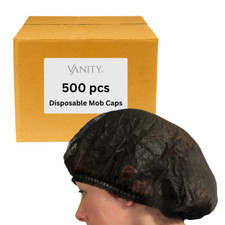 Vanity UK Mob Caps (500) Disposable Black Hair Net Spray Tan Salon Catering