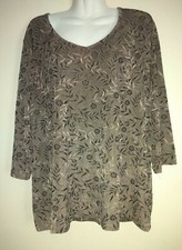 Vintage 90s Sunfire USA Womens Pullover Top Stretch Brown Floral Size 2X