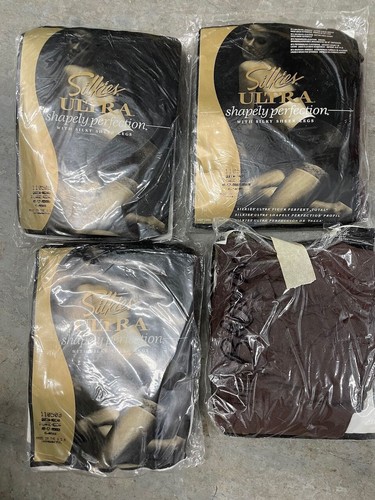 NOS Silkies Sheer Pantyhose Mocha Brown Taupe Queen USA Made LOT OF 4 - Picture 3 of 3